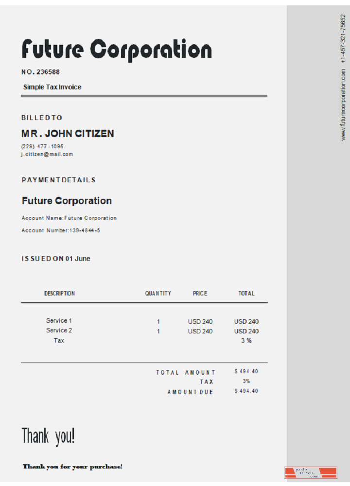 USA Future Corporation invoice PSD template